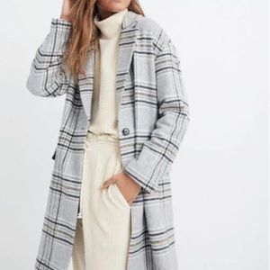 New Madewell Bryant plaid coat in Pearl Ivory